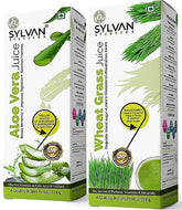 Sylvan Wheatgrass Juice And Aloe Vera Juice, Enriched With Fibre And Enzymes | 1 Litre 2.2lbs Each Pack Of 2