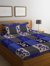1 Double Bedsheet With 2 Pillow Covers - 85 X 86 Inches, Blue | Long-Lasting Color Comfortable Fabric Bedsheet