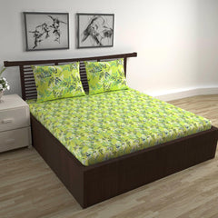 Cotton Double Bedsheet With 2 Pillow Covers - 87 X 100 Inches, Light Green | Smooth & Comfortable For Daily Use - All Weather Coziness & Bedroom Style