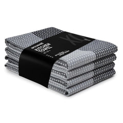 Encasa Xo Cotton Kitchen Towel 340 Gsm | Super Absorbent Tea Towels & Dish Cloths For Washing Up, Drying Dishes & Cleaning | Pack Of 4 (Grey)
