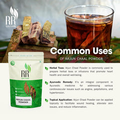 Rr Agro Foods Arjuna Chaal Terminalia Brak Powder, Herbal Remedy For Heart & Blood Vessels Health, High Blood Pressure & Cholesterol | 400gm 0.8lbs