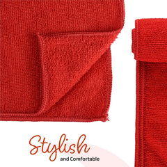 Kuber Industries Super Absorbent & Reusable Microfibre Face Towel 1800 Gsm (Plain Red) - Pack Of 24