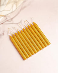 GOLDEN RITUAL STICK CANDLES PACK OF 10 | PERFECT FOR BIRTHDAY & PARTY CANDLES