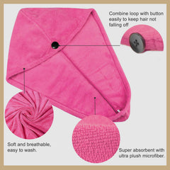 Sassoon Venir Microfiber Hair Wrap Towel 450 Gsm | For Women With Smooth Texture Super Absorbent Quick Dry Hair Turban (Coral Pink)
