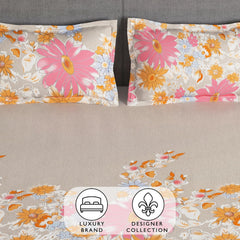 Perfect Double Bedsheet With 2 Pillow Covers - 88 X 100 Inches, Beige & Pink | Breathable & Skin-Friendly Bedsheet | 160 Thread Count