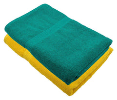North Field Bath Towel 1000 Gsm | Extra Soft & Absorbent, Durable Bath Towel (Green & Yellow) - Set Of 2