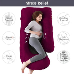 Pregnancy Pillow, Maternity Body Pillow For Sleeping, G Shaped Pillow, Wine - 55 Inch | Full Body Pillow, Pregnancy Pillow For Pregnant Women, Lightweight, Adjustable, Removable Cover