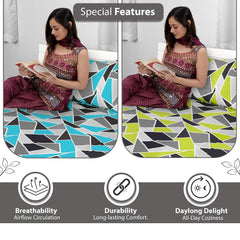 Combo 2 Single Bedsheet With 2 Pillow Cover - 57 X 87 Inches, Multicolor | 144 Thread Count Lightweight, Soft, Skin Friendly - Durable Bedsheets For Everyday Comfort