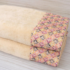 Rangoli Prima Dream 100% Cotton Lace Hand Towel 400 Gsm | Ultra Soft, Super Absorbent & Eco-Friendly Hanging Hand Towels (Beige) - Pack Of 2