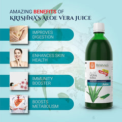 Krishna's Special Aloe Vera High Fiber Juice From Deserts Of Rajasthan, Sugar Free Daily Drink Rejuvenates Skin & Hair | 1000ml 2.2lbs