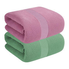 House Of Terry 100% Cotton Bath Towel 900 Gsm | Quick Dry, Soft & Absorbent, Fade-Resistant, Skin-Friendly For Men & Women Towel (Lilac & Green) - Pack Of 2