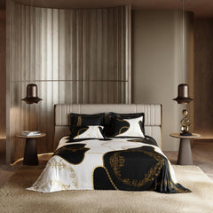 Bedding Set 1 Bedsheet King Size With 4 Pillow Cover - 108 X 108 Inches, Deep Black & White | Wedding, Bedroom, Date Night Collection | 300 Thread Count