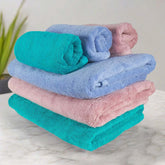 Heelium Bamboo Towel Set 3 Bath & 3 Hand Towel 1900 Gsm | Super Soft & Antibacterial Towel (Peach, Teal, Iris)