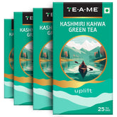 TE-A-ME Kashmiri Uplift Kahwa Green Tea - Pack Of 4 X 25 Tea Bags | Infused With Cinnamon, Cardamom & Green Tea - Contains Caffeine, Packaging Might Vary