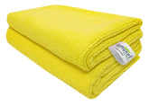 Softspun Microfiber Cleaning Cloths Towel Set 340 Gsm | Highly Absorbent Lint And Streak Free Multi-Purpose Wash Cloth For Kitchen, Car, Stainless (2 Pcs)- Yellow