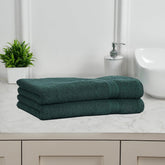 Fresh From Loom Luxury Fur Collection Hand Towel 500 Gsm Napkins Cotton High Absorbency Double Stitched Size (Dark-Green) - Set Of 2