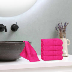 Boutiquo Ultra Soft 100% Cotton Washcloths 1800 Gsm | Contains Face Cloths Compact & Lightweight Multi Purpose Washcloths - Hot Pink (12 Piece)