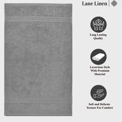 Fresh From Loom Luxury Fur Collection Hand Towel 500 Gsm Napkins Cotton High Absorbency Double Stitched Size (Grey) - Set Of 2