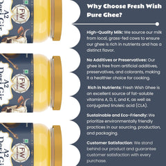 Natural Premium A2 Gir Cow Ghee By Fresh Wish | Naturally & Healthy Bilona Method Cow Ghee Good For Dishes | (1 Litre) 33.8 Ounce | Jar Pack