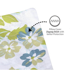Single Bedsheet With 1 Pillow Cover - 57 X 87 Inches, White & Green | Designer Printed Bedsheet Set - Naturally Soft, Breathable & Skin Friendly