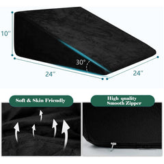 Wedge Pillow, Back Support Pillow For Neck Pain, Medium Firm, Black Color | Pillow For Headaches, Reflux, Shoulders, Back Pain & High Resilience, Velvet Fabric, Adjustable Pillow - Pack Of 1