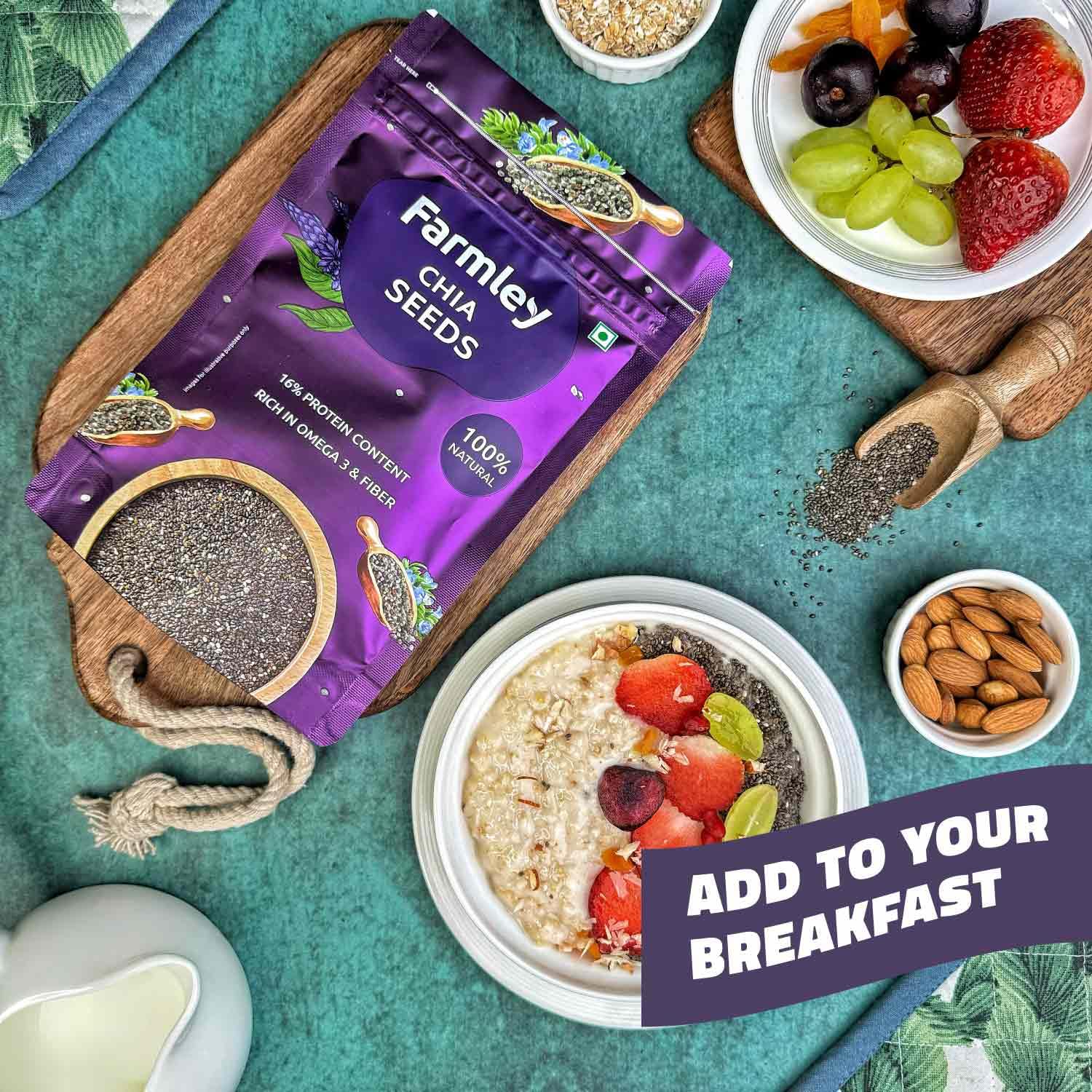 Farmley Chia Seeds For Eating, For Weight Management, Rich In Calcium, Protein & Fibre, Chia Seeds Are Sourced From The Finest Chia Plants | 200gm 0.4lbs Farmley Chia Seeds For Eating, For Weight Management, Rich In Calcium, Protein & Fibre, Chia Seeds Are Sourced From The Finest Chia Plants | 200gm 0.4lbs