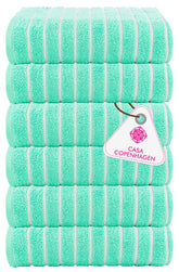 Casa Copenhagen Egyptian Cotton Ecstatic Hand Towel 740 Gsm (Aqua Blue)- 6 Pcs