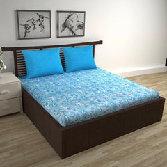 Cotton Double Bedsheet With 2 Pillow Covers - 87 X 100 Inches, Aqua Blue | Smooth & Comfortable For Daily Use - All Weather Coziness & Bedroom Style
