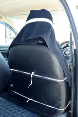 Roman Home Solid Large Luxury All Car Seats & All Office Chair Towel With Tie Knot & Elistick 450 Gsm - (Black)