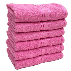 Stamio Cotton Hand Towel 425 Gsm For Men, Women, Home Use, Gym, Wash Basin | Soft, Absorbent, Quick Dry, Small Size Towels, Travel Friendly (Baby Pink) - Set Of 6