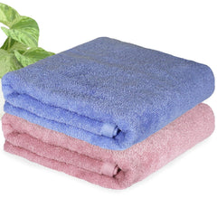 Heelium Bamboo Bath Towel | Lightweight & Quick Drying | Ultra Absorbent Towel 400 Gsm | Pack Of 2 - Peach, Iris