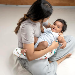 Nursing Pillow With Cape For Breastfeeding & Baby Care, Feeding Pillow - White | 5 In 1 Multipurpose Feeding Pillow With 100% Cotton Removable Cover | Super Soft & Machine Washable