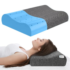 Contour Cervical Memory Foam Pillow, Orthopedic Pillow For Pain Relief, Grey - 12 X 20 Inch | Pillow For Neck & Shoulder Pain | Cervical Pillow For Neck Pain & Spinal Alignment - 1 Piece