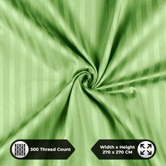 Stripes King Size Cotton Bedsheet With 2 Pillow Covers - 108 X 108 Inches, Light Green | Perfect For Home Decor, Guest House | Ideal For All Seasons