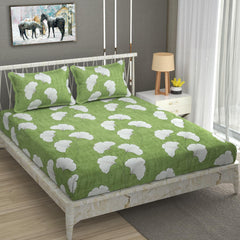 King Size Elastic Fitted Bedsheets With 2 Pillow Covers - 90 X 100 Inches, Light Green | Soft Wrinkle Free & Breathable Elastic Bedsheets - Durable & Long Lasting Bedsheet