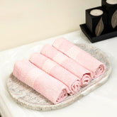 Akiko Home 100% Bamboo Face Towel 500 Gsm | Quick Dry, Super Soft, Anti Bacteria, Fast Absorbent, Eco Friendly, Hypoallergenic, Odor Resistant Face Towel | Pack Of 4 (Pink)
