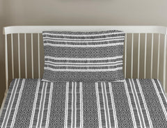 Cotton Printed Single Flat Bedsheet With 1 Pillow Cover - 60 X 100 Inches, White & Black | Breathable & Skin Friendly Bedsheet | Ideal For Year Round Use