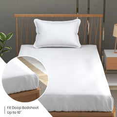 Solid Plain Single Size Bedsheet Set With 1 Pillow Covers | Size - 60 X 90 Inches, White | Ideal For All Seasons Due To Its Breathable Nature