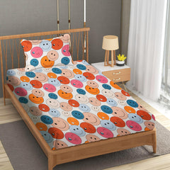 Single Bedsheet With 1 Pillow Covers - 60 X 90 Inches, Multicolor | Soft Wrinkle Free Breathable Easy Care | Color Fade Resistant Bedsheet