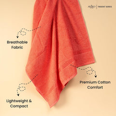 Akiko Home 100% Cotton Trident Series Bath Towels | Premium, Soft, Absorbent, Quick Dry & Durable, Large Size Towel For Men & Women 400 Gsm (Coral)