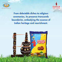 Natural Premium Cow Ghee By Durga Ghee | Rich In Protein & Fiber Healthy Desi Cow Ghee Good For Boondi Laddus | (1 Litr) 33.8 Ounce | Pouch Pack