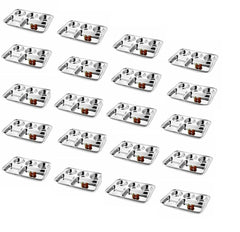 Silver Stainless Steel Sandwich Tray Set, 5 Pieces, Microwave Safe | Set Of 5 Individual Trays In 1 - Pack Of 20, Rectangular Shape