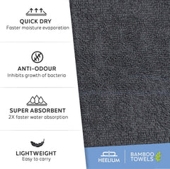 Heelium Bamboo Bath Towel | Lightweight & Quick Drying | Ultra Absorbent Towel 400 Gsm | Pack Of 4 - White, Grey