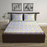 Cotton Double Bedsheet With 2 Pillow Covers - 87 X 100 Inches, Purple & Yellow | Smooth & Comfortable For Daily Use - All Weather Coziness & Bedroom Style