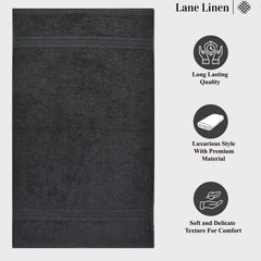 Fresh From Loom Luxury Fur Collection Hand Towel 500 Gsm Napkins Cotton High Absorbency Double Stitched Size (Blackish-Grey) - Set Of 6