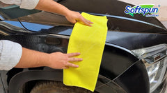 Softspun Microfiber Waffle Weave Cloths Towel 150 Gsm | Multipurpose Highly Absorbent Lintstreak Free Wash Cloth (1 Piece) -Yellow