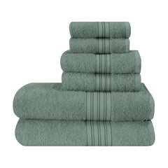 Boutiquo 100% Cotton 2 Bath, 2 Hand & 2 Face Towels 1800 Gsm | Eco-Friendly Towels For Men & Women Ultra Soft & Highly Absorbent - Jade (Set Of 6)