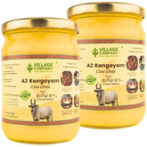 Premium A2 Kangayam Cow Ghee By Village Company | Rich In Nutrients Calcium & Iron Pure Healthy Desi Cow Ghee Improves Digestion | 1 Litre (500ml * 2) 67.6 Ounce | Jar Pack