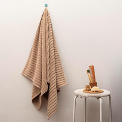 Vilasiya 100% Cotton Elace Ribbed Style Bath Towel 600 Gsm | Zero Twist Yarn Luxurious Soft, Extra Absorbent & Plushy (Beige)