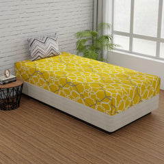 1 Single Bedsheet Cotton With 1 Pillow Covers - 55 X 88 Inches, Yellow & Grey | Long Lasting Softness & Light Weight | Machine Wash In Cold Water